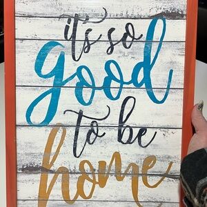 Charming Home Wall Art with Blue and Gold Script